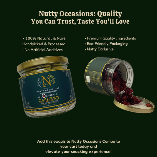 Nutty Occasions - Heirloom Harvest Cranberry & Cashews, Premium Handpicked Dry Fruit : 350 Grams