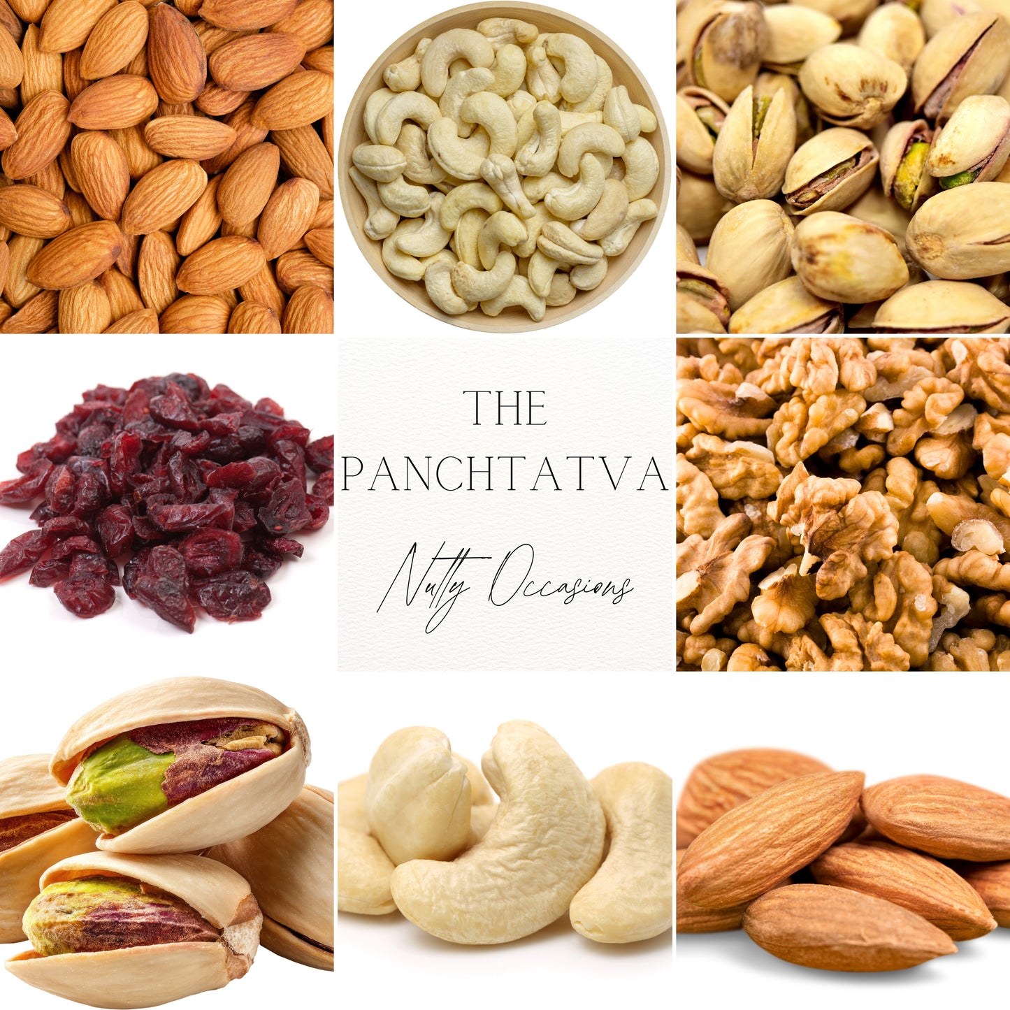 Nutty Occasions : The Panchtatva | A++ Grade Almonds, W210 Cashews, Premium Pistachios, Exclusive Walnuts & Premium Sliced Cranberries | Signature Exotic Superfood Dry Fruits Blend | 2.5 kg