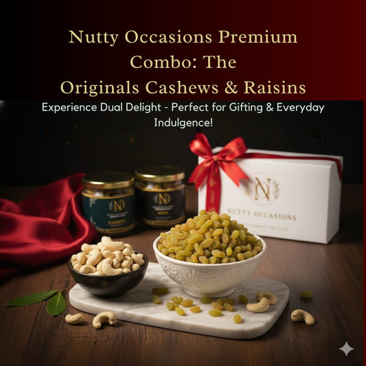 Nutty Occasions | Gourmet Cashew & Raisin Combo Box | The Originals A++ Grade, 100% Natural Dry Fruits | Premium Glass Jar Packaging | 350 Grams