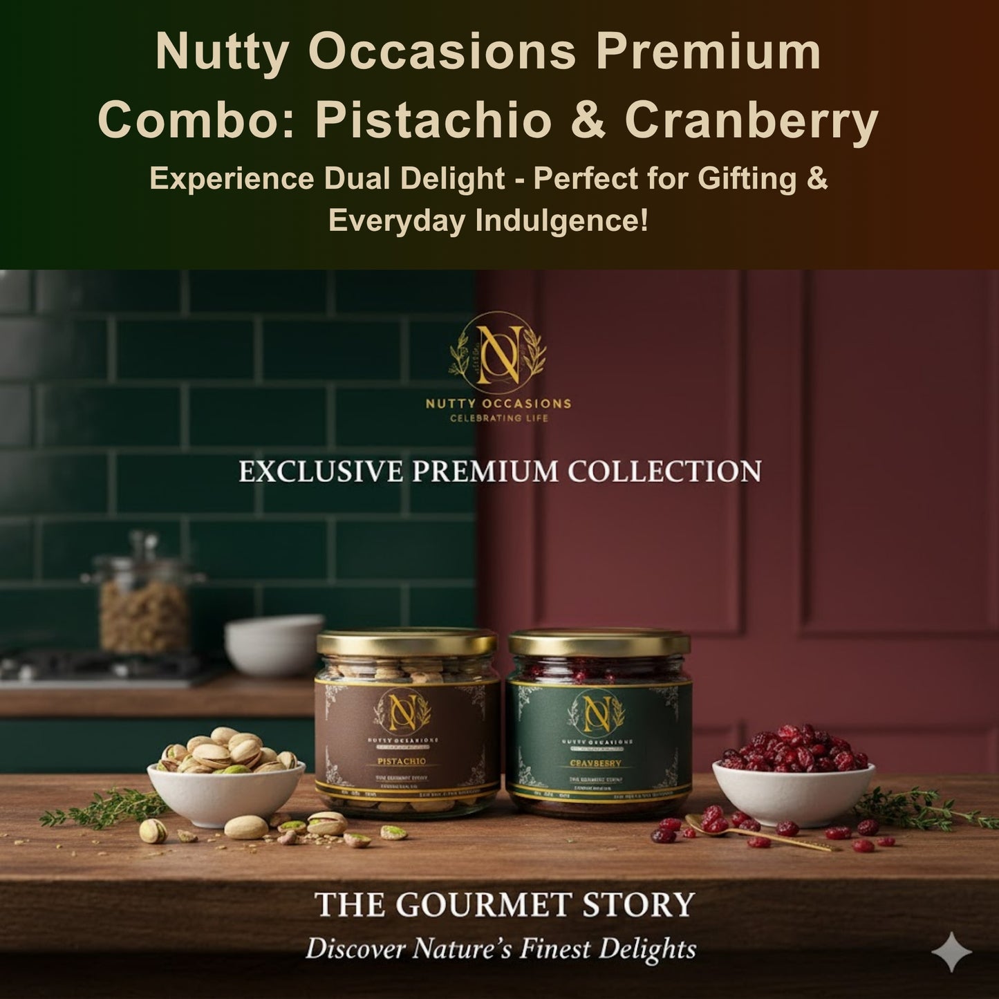 Nutty Occasions : Wellness Duo: A++ Pistachio Nuts & Antioxidant Cranberry Superfoods | 100% Natural, Reusable Jar | 350 Grams