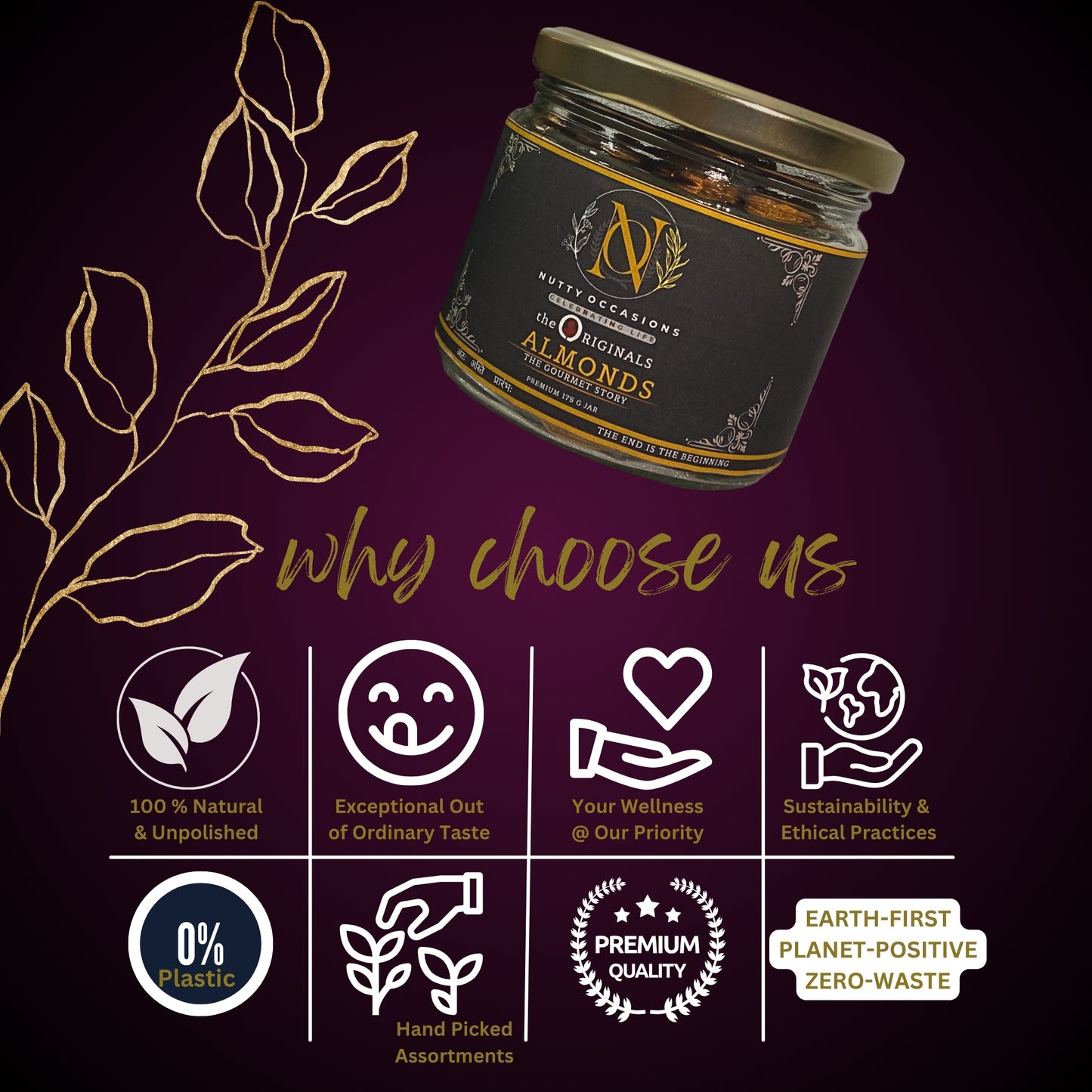 Nutty Occasions : Premium Almonds | Crunchy & Delicious | High in Protein | Fiber | Antioxidants  Keto-Friendly | Gluten-Free | Zero Cholesterol  Perfect for Snacking |350 Grams