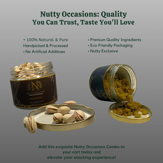 NUTTY OCCASIONS : The Heirloom Reserve | Artisan-Picked Premium Pistachio & Raisins | All-Natural, High-Energy Snack for Wellness | 350 Grams