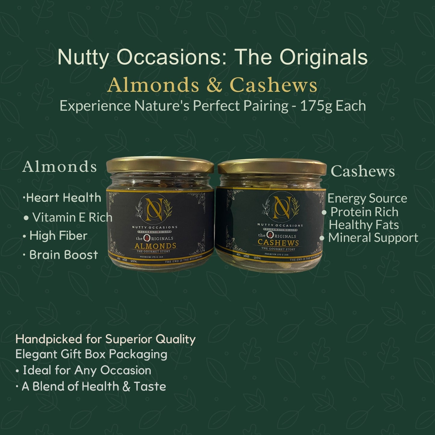 Nutty Occasions The Originals - Gourmet Heritage Almonds & Cashews, A++ Grade Protein Rich Dry Fruit  | 350 Grams