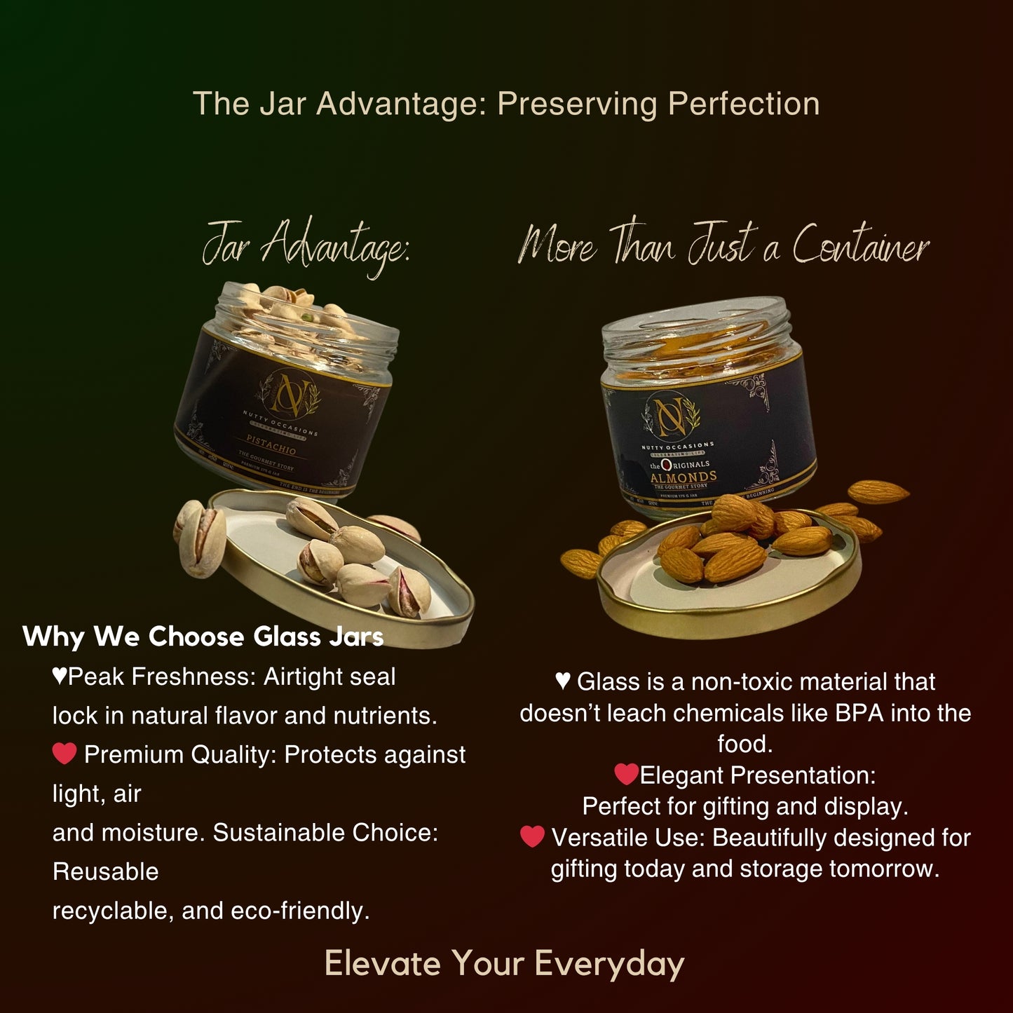 Nutty Occasions: 100% Pure Heart & Brain Boost Combo - Unpolished Almonds & Natural Pistachios in Reusable Glass Jars (350g Total)