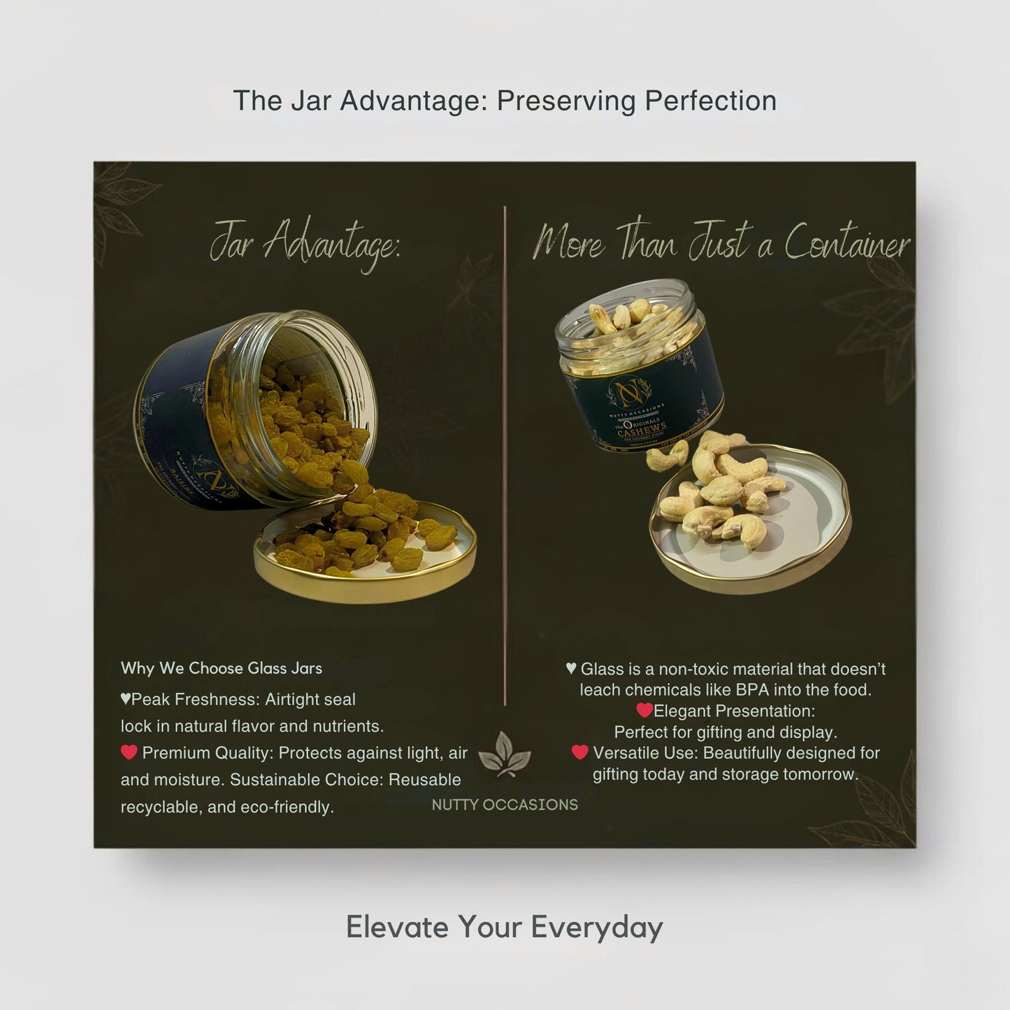 Nutty Occasions | Gourmet Cashew & Raisin Combo Box | The Originals A++ Grade, 100% Natural Dry Fruits | Premium Glass Jar Packaging | 350 Grams