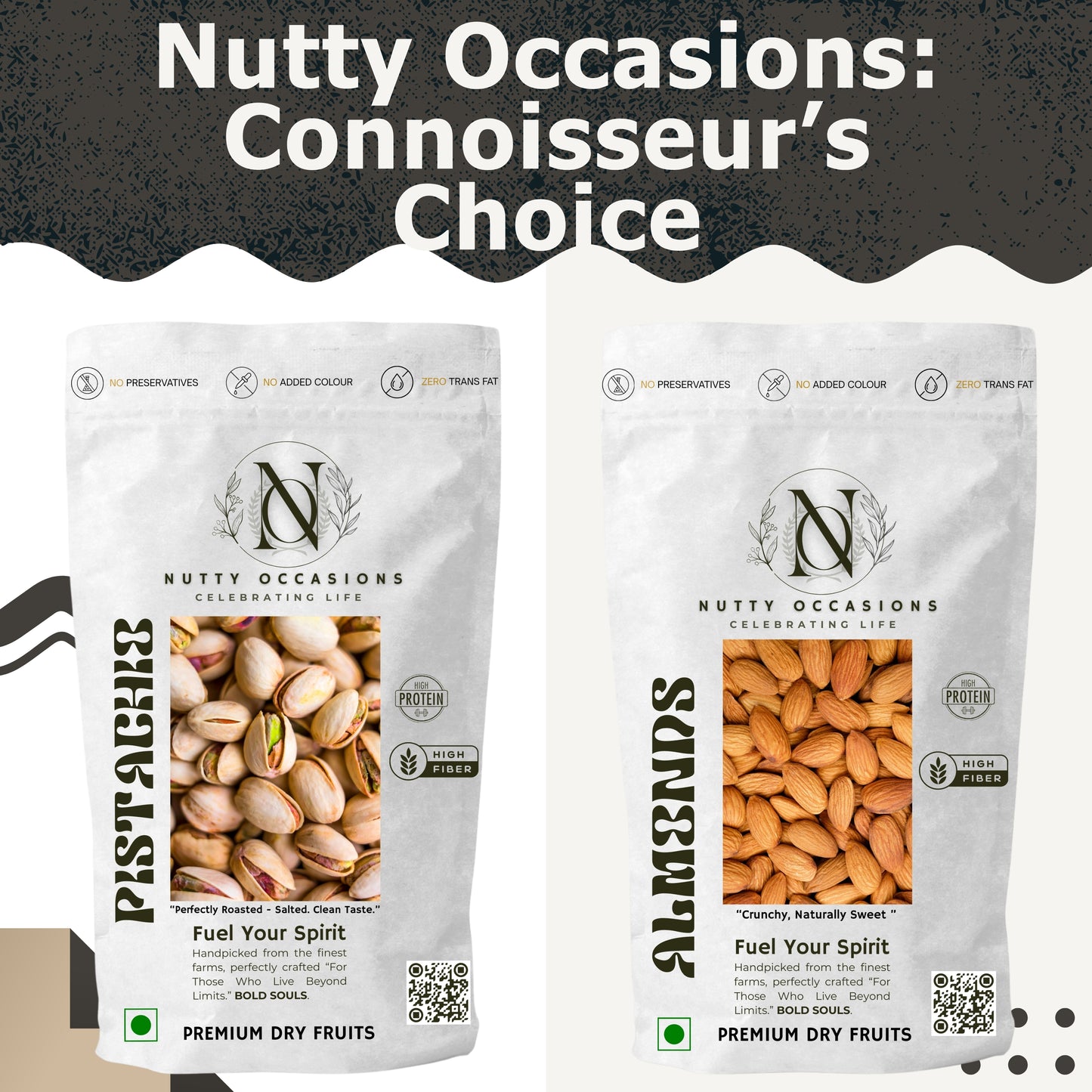 Nutty Occasions: Connoisseur’s Choice | 100% Pure Heart & Brain Boost Combo - Unpolished Almonds & Natural Pistachios in Reusable Zippers : 1 KG