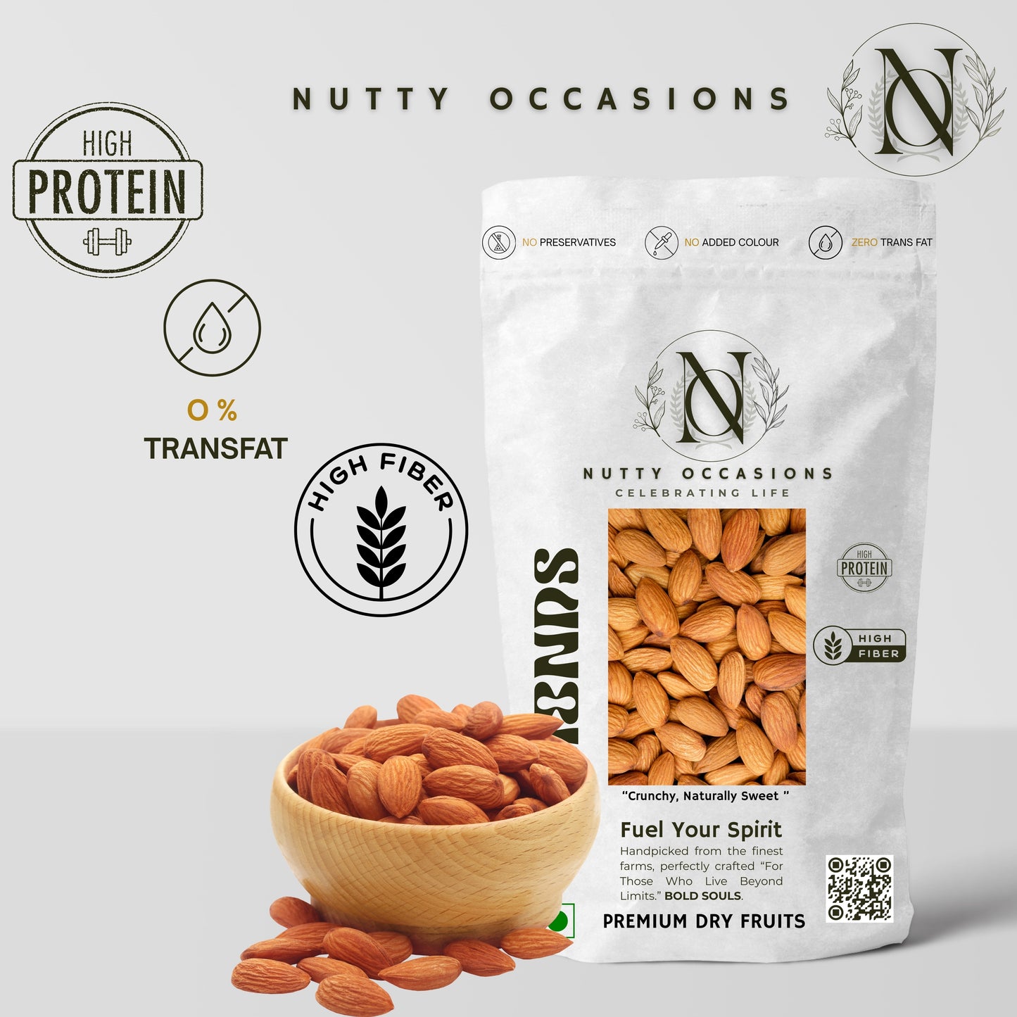 Nutty Occasions : Epicure Pair | A++ Grade Almonds & Cranberry Duo - Heart Health & Brain Boost Snack Pack | 1 KG