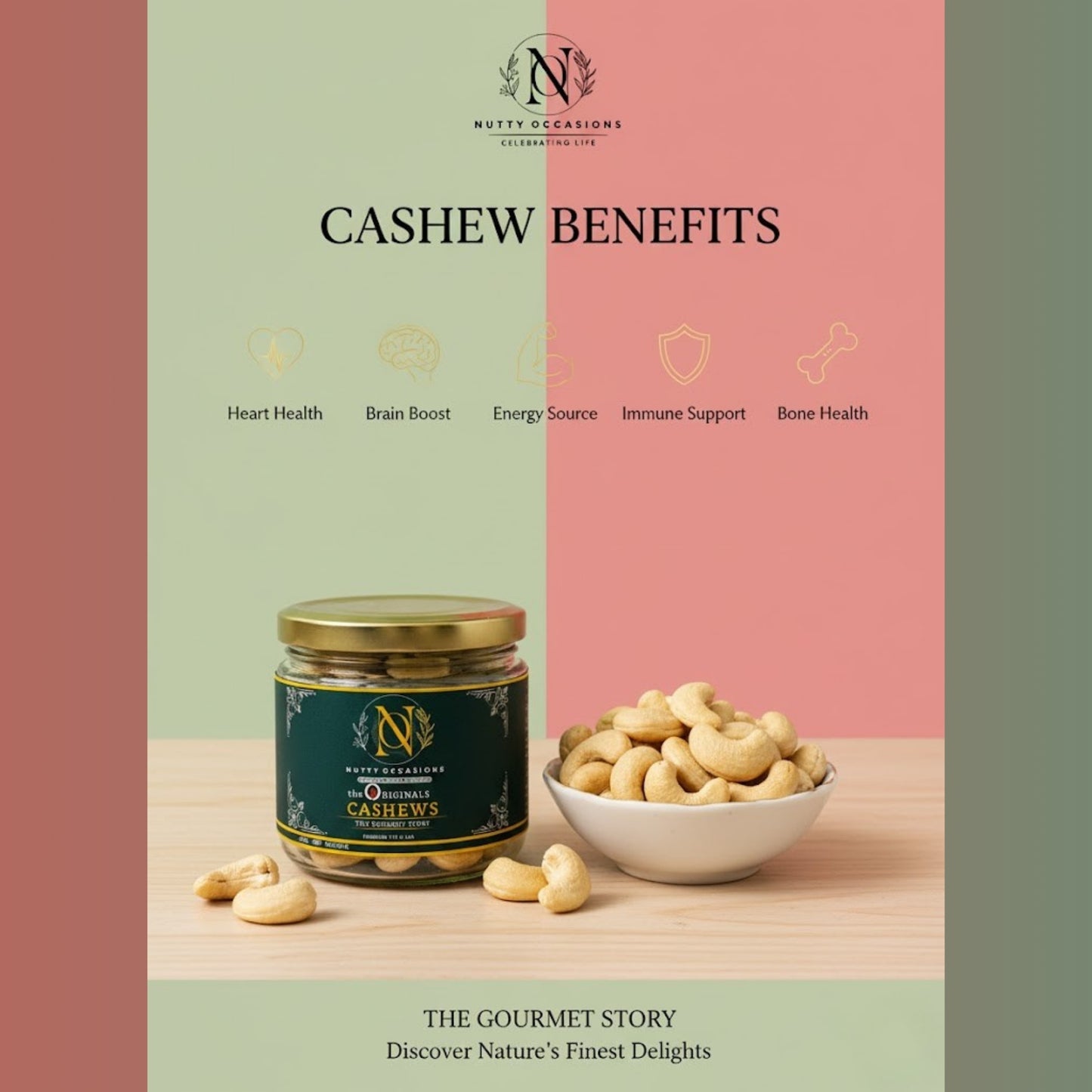Nutty Occasions THE GOURMET STORY Pistachio & Cashew Combo - Crunchy, Premium Dry Fruits for Daily Wellness & Snacking, Perfect for Gift Hampers | 350 Grams