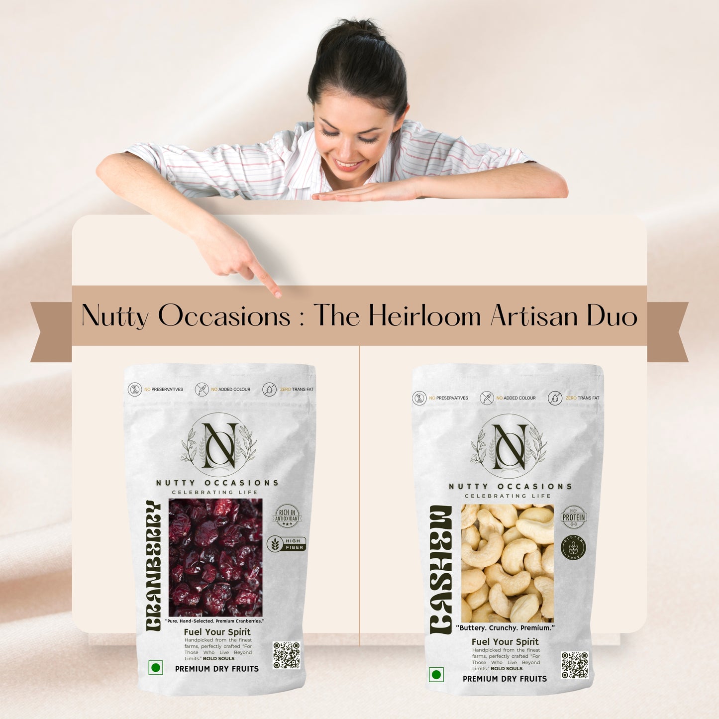 Nutty Occasions - The Heirloom Artisan Duo Harvest Cranberry & Cashews, Premium Selection : 1 KG