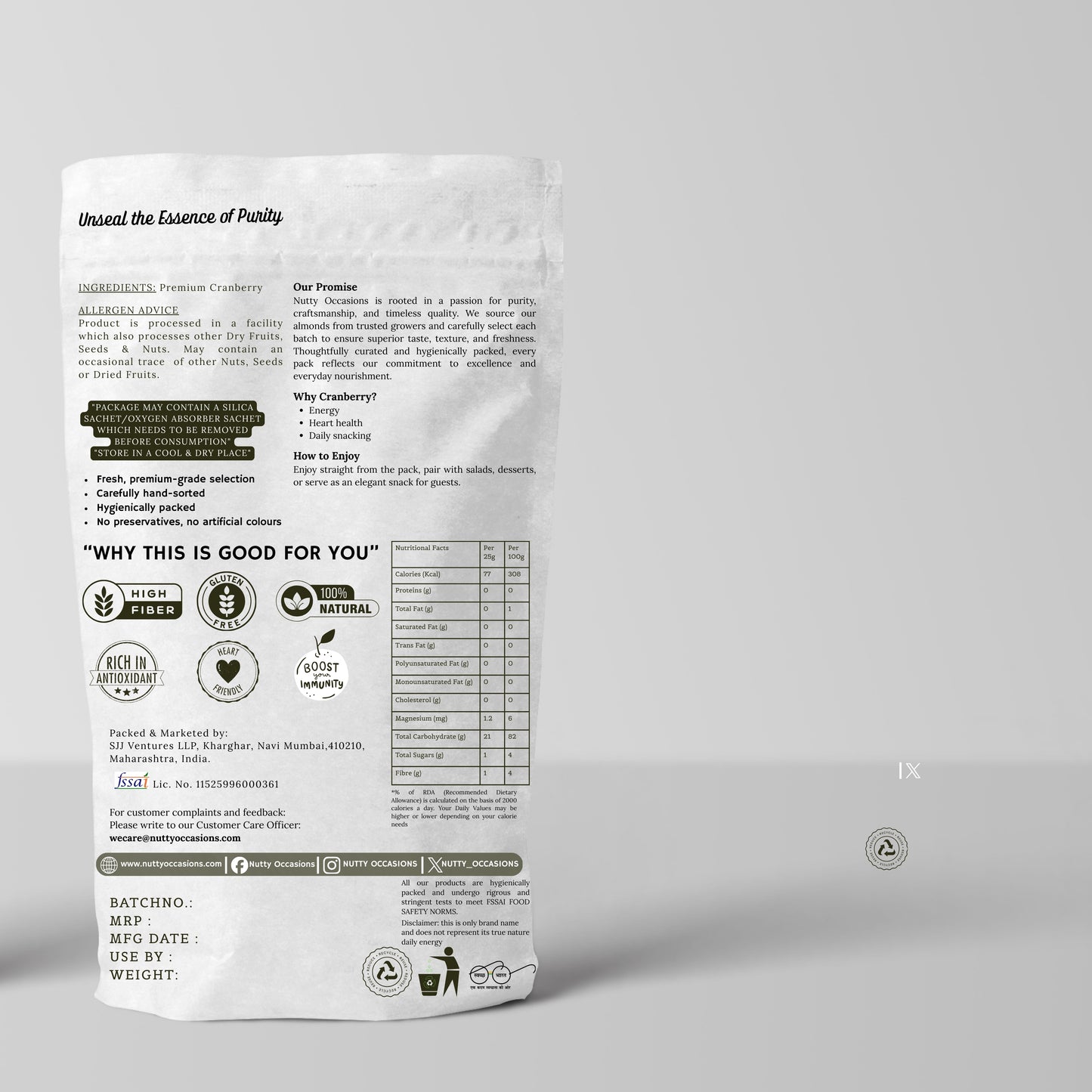Nutty Occasions - The Heirloom Artisan Duo Harvest Cranberry & Cashews, Premium Selection : 1 KG