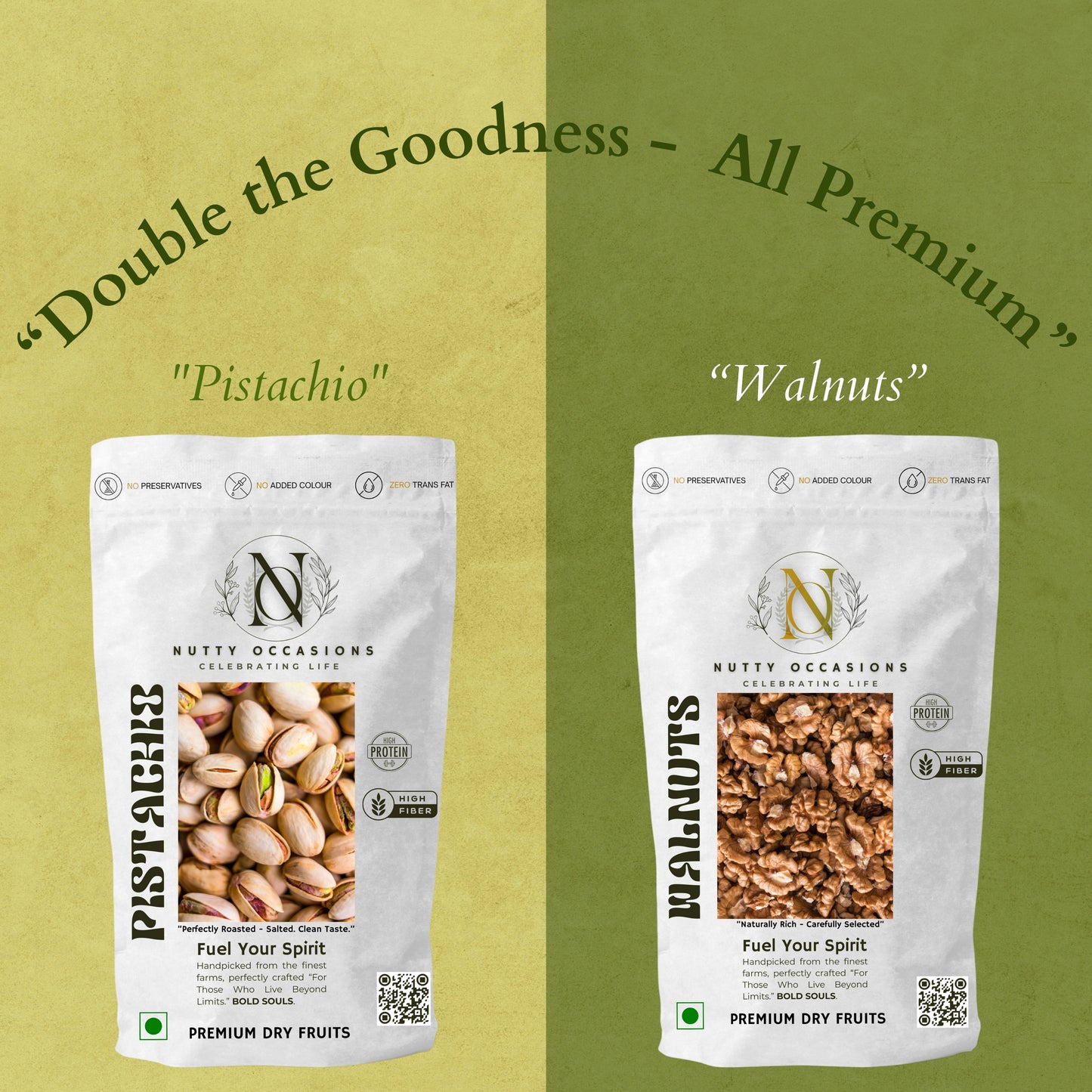 Nutty Occassions : “Double the Goodness -  All Premium” | Walnut & Pistachio Combo | Antioxidant Nuts | Premium Dry Druits | Healthy Snack Gifting | 1 KG