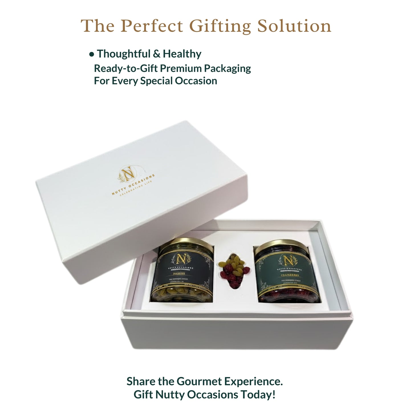 Nutty Occasions Gourmet Duo: Antioxidant-Rich Dried Cranberries & Golden Sweet Raisins | Premium Healthy Snack  | Heart Health & Digestive Aid | Airtight Reusable Glass Jars | 350 Grams