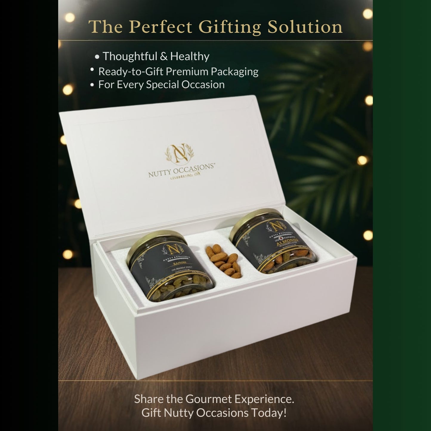 Nutty Occasions Gourmet  Almonds & Sweet Raisins Combo - 100% Natural, Zero Additives | Premium Handpicked Dry Fruits in Reusable Glass Jars | Healthy Snacking | 350 Grams